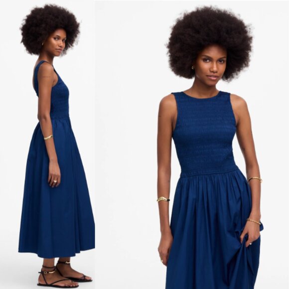 Madewell The Melody Scoopback Smocked Midi Dress NWT in Blue Moon XXS - Picture 12 of 12